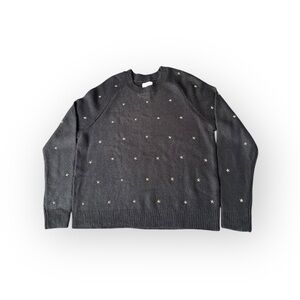 Lucky Brand Black Star Knit Sweater M – Minimalist Gold Star Pullover